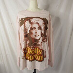 Dolly Parton Tee T Shirt Long Sleeve Pink Dolly Fan Butterfly Size XL NWT
